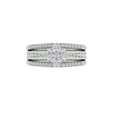 18k White Gold and Round Brilliant Cut Diamond Fancy Ring in size 5.5 and total gold weight of 5.92g